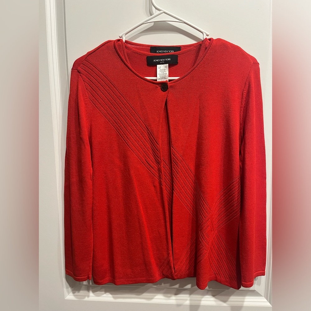 Jones New York Women's Sweater Tank 2 Piece Set Orange Solid Nylon Ladie…